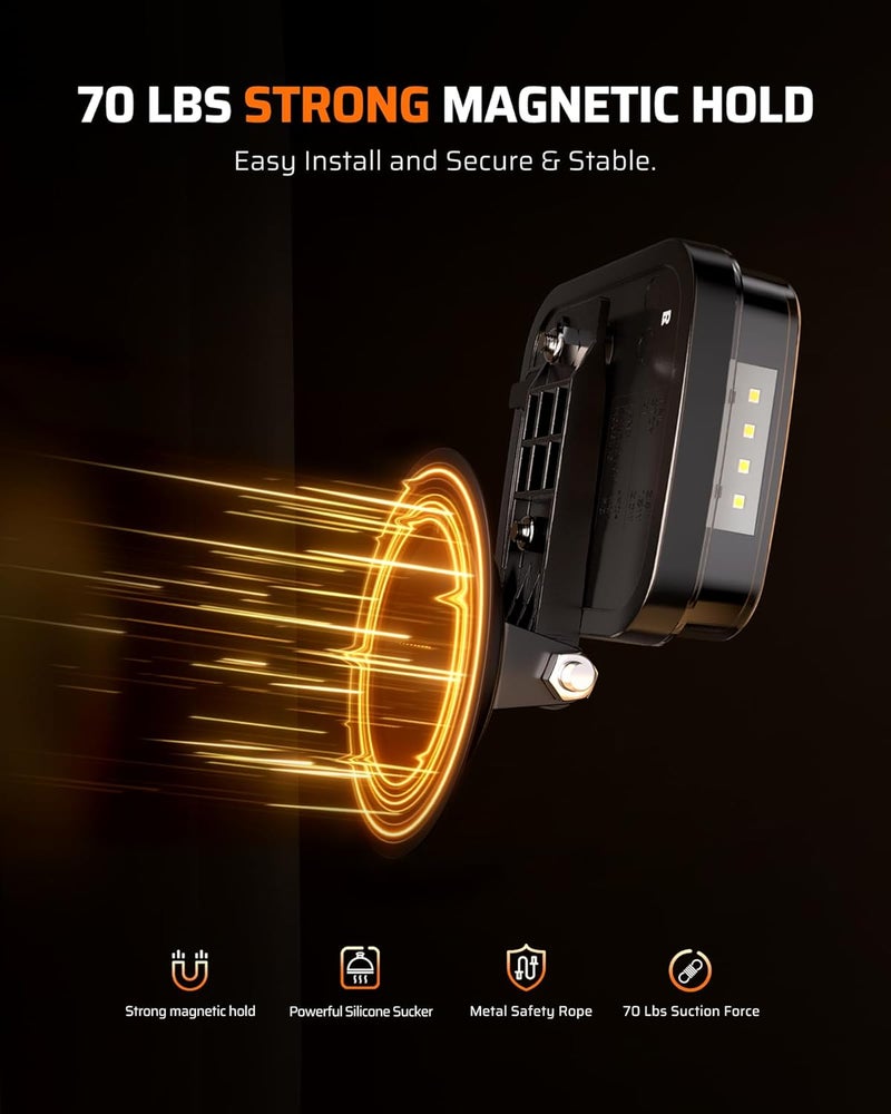 Ehaho مجموعة أضواء مقطورة لاسلكية مغناطيسية، أضواء LED محمولة مع مقاومة للماء IP67، ضوء خلفي بشحن سريع مع 9 ساعات من وقت التشغيل، إشارة انعطاف ضوء فرامل عكسي لمقطورة RV قارب شاحنة سيارة - Image 2